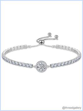 Adjustable 925 Sterling Silver Tennis Bracelet 3mm D VVS1 Moissanite Gift